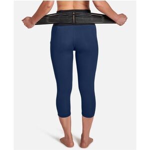 NWT Tommie Copper Lower Back Support Capri Adjustable Straps Navy Blue Sz Large